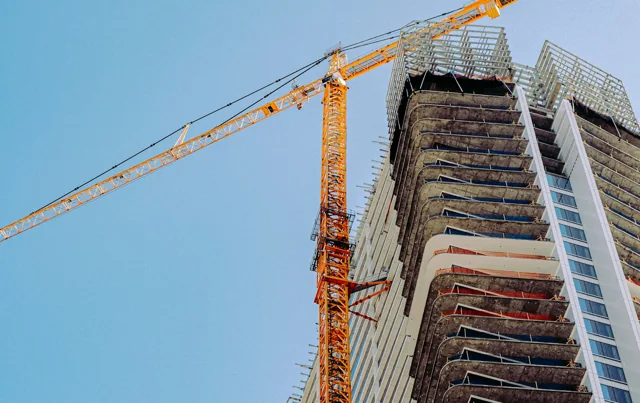 Illustrative construction project with a tower crane