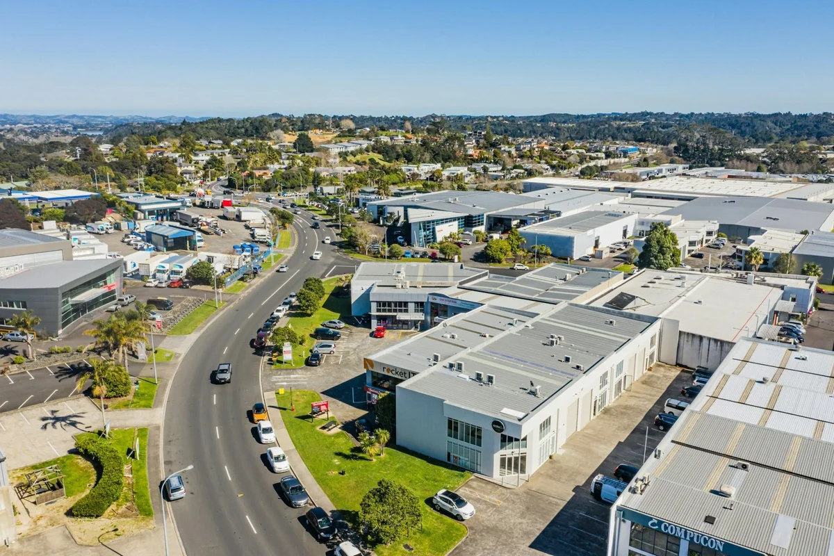 Aerial view of an industrial business park